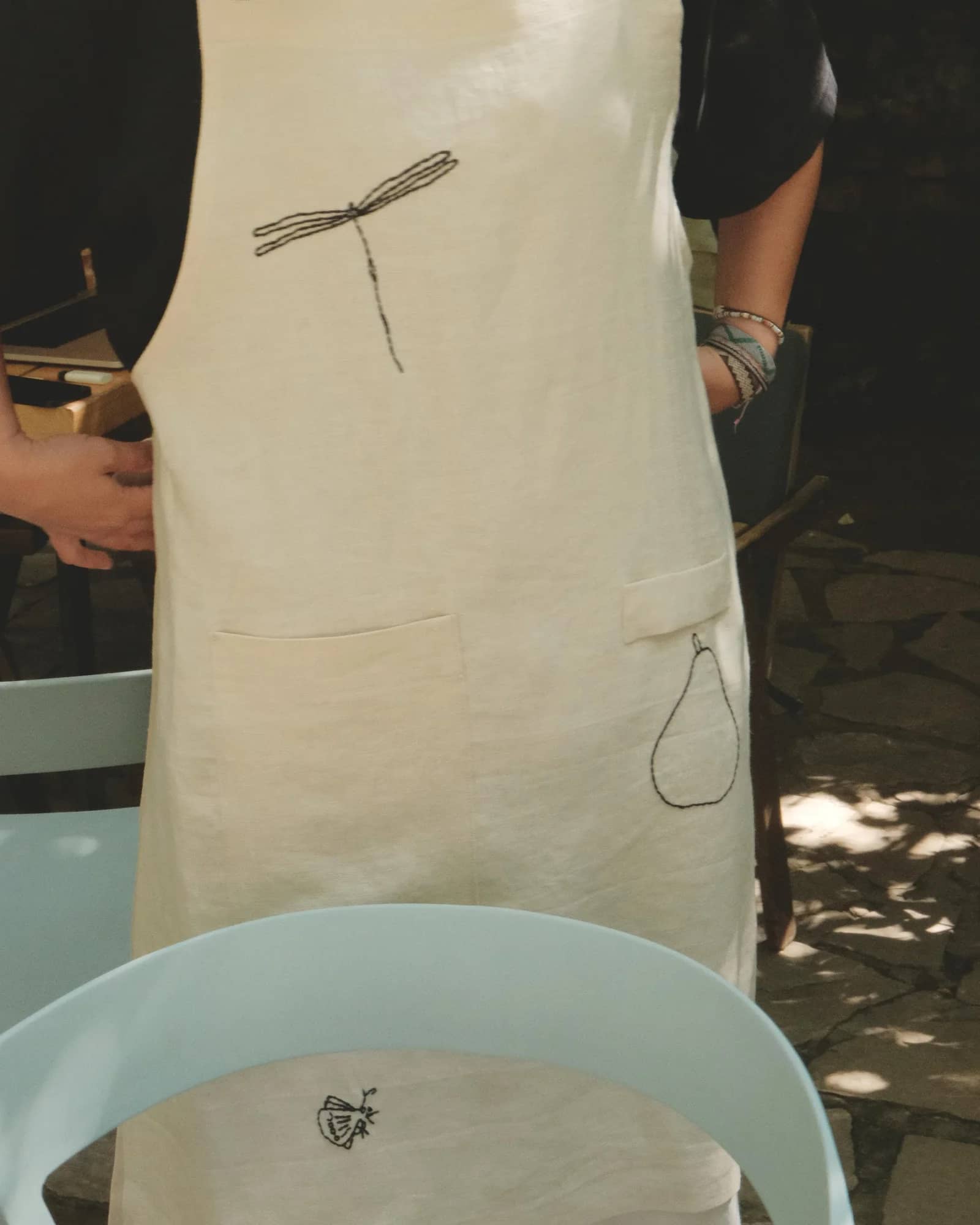 Cream White Linen Apron